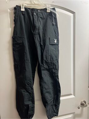 PacSun Black Cargo Joggers with Bunny Patch